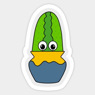 Cute Cactus Design #270: Cactus In Painted Jar Sticker